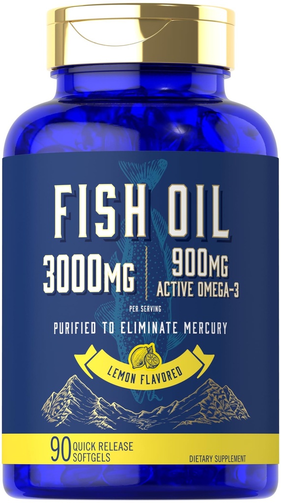 Carlyle Fish Oil 3000mg ... 900mg Omega 3... 90 Softgels... Lemon Flavor...