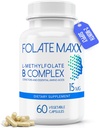 FolateMaxx L-Metyylifolaatti + B12 Methylcobalamiini & B6 Blend (15 mg) - 60 kapselia - Aktiivinen B-komplex kofaktorien & Essential Amino Acids - Ei muuntogeenisiä organismeja, ei täyteaineita