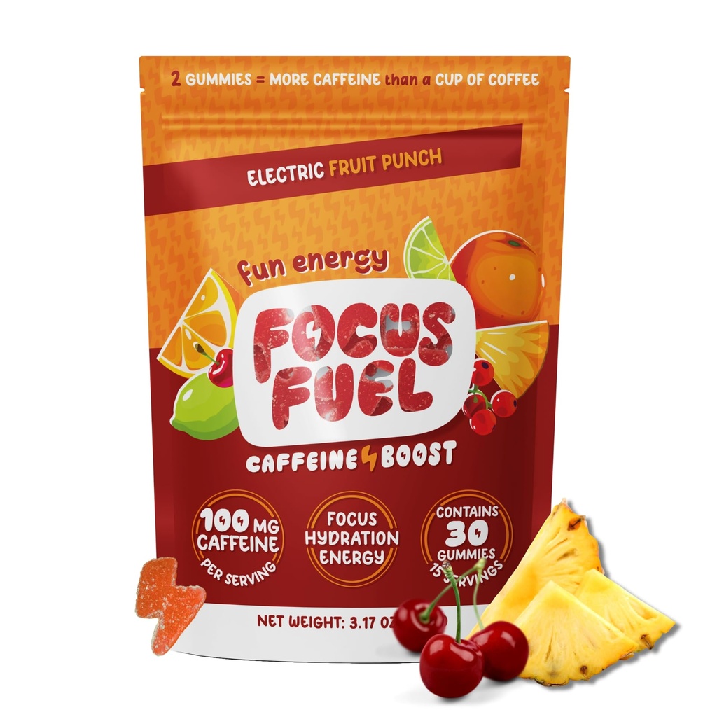 FocusFuel Energy Chews Fruit Punch Flavor (15 tarjoilua) ... 100 mg kofeiini + L-Theanine + B12, Magnesium Boost Focus & Energy...