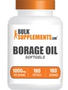 BulkSupplements.com Borage Oil Softgels - Gamma Linoleenihappo Supplement, Borage Oil Supplements, Borage Oil 1000mg - Gluteeniton, 1 Softgel per Serving, 180 Count (Pakkaus 1)