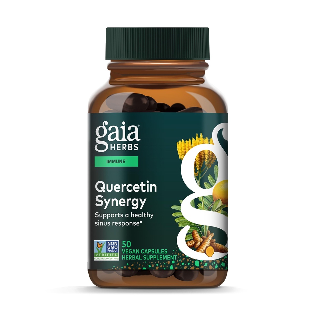 Gaia Yrtit Quercetin Synergy - tukee immuniteetteja - sitruunahedelmäuute - 50 vegan kapselit (50 päivän toimitus)