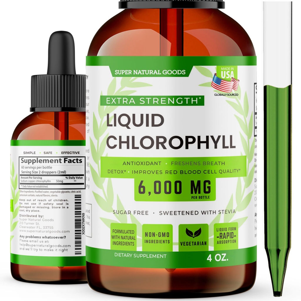 Klorofylli Liquid Drops (1500 MG) - Immunosupport Supplement for Energy, Focus & Wellness Boost, Detox Cleanse, Skin Health & Gut Health - Non-GMO & Vegan (4oz)