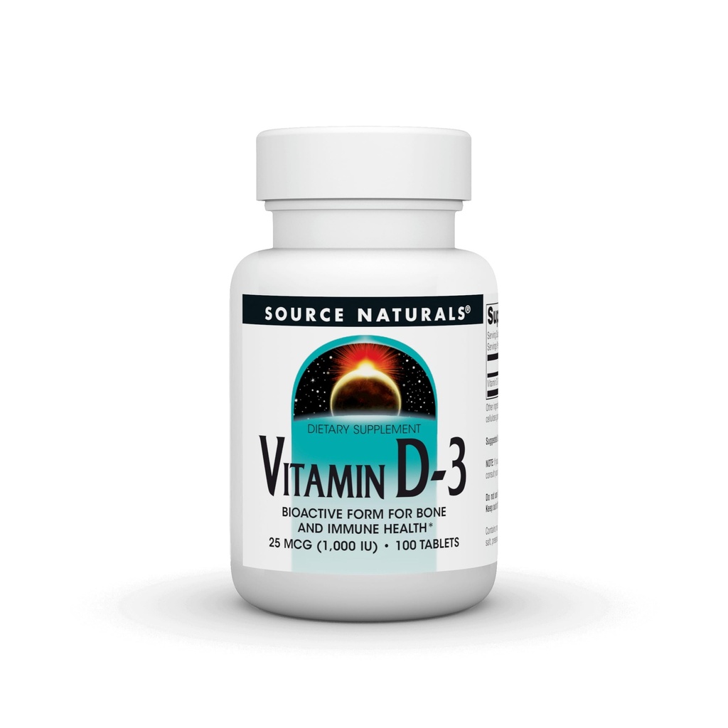 Source Naturals D-3 1000 iu Tukee Bone & Immuno Health * - 100 tablettia