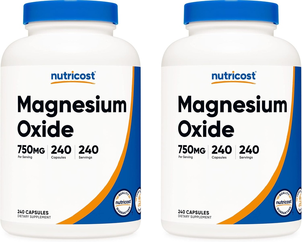 Nutricost Magnesiumoksidi 750 mg, 240 kapselia (2 pulloa)