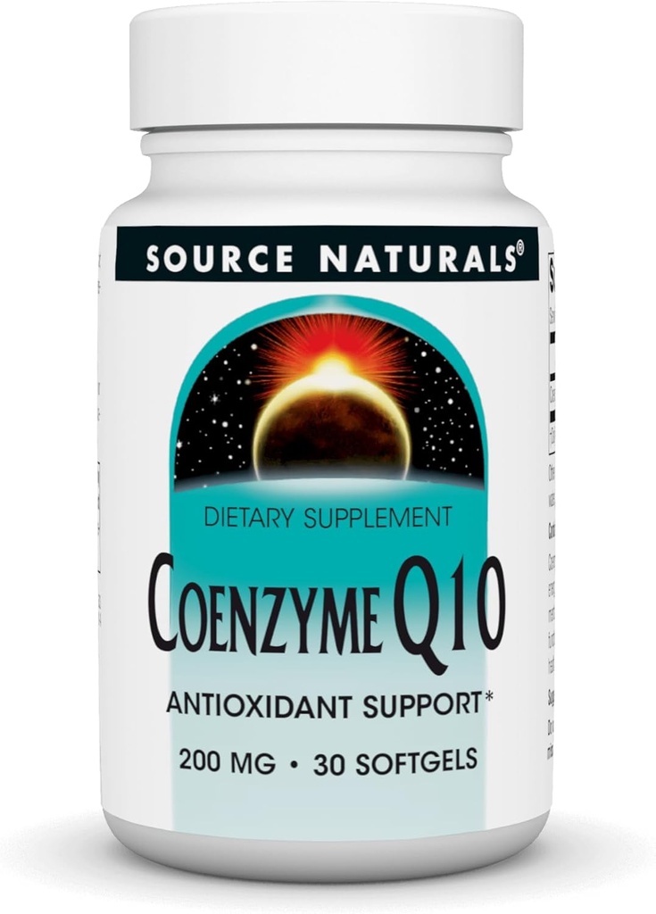 Source Naturals Coenzyme Q10 Antioksidant Support 200 mg Heart, Brain, Immuniteetti, & Maksan tuki - 30 Softgels