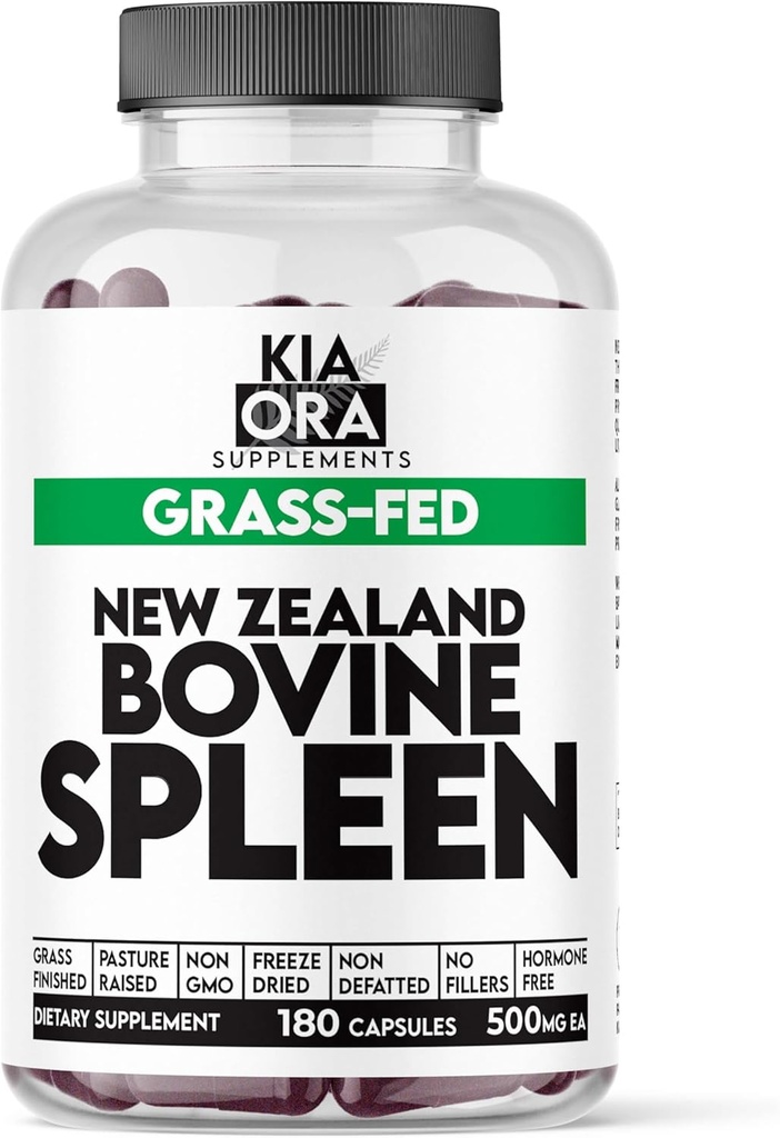 Grass Fed Bovine Spleen Supplement | Freeze-Dried, Desiccated Spleen Glandular - stöder immunfunktion och blodhälsa - Ancestral Organ Capsules - 180ct