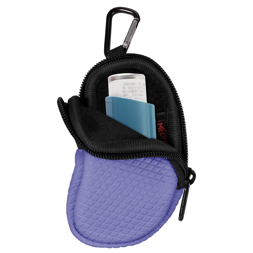 Neoprene Astma -inhalaattorin pidike, suoja Kannettava matka Handy Holster, Kevyt kantolaukku Carabiner Clip ja Mesh Pocket sisällä, Inhalaattori ei mukana (Asia vain) (Violet)