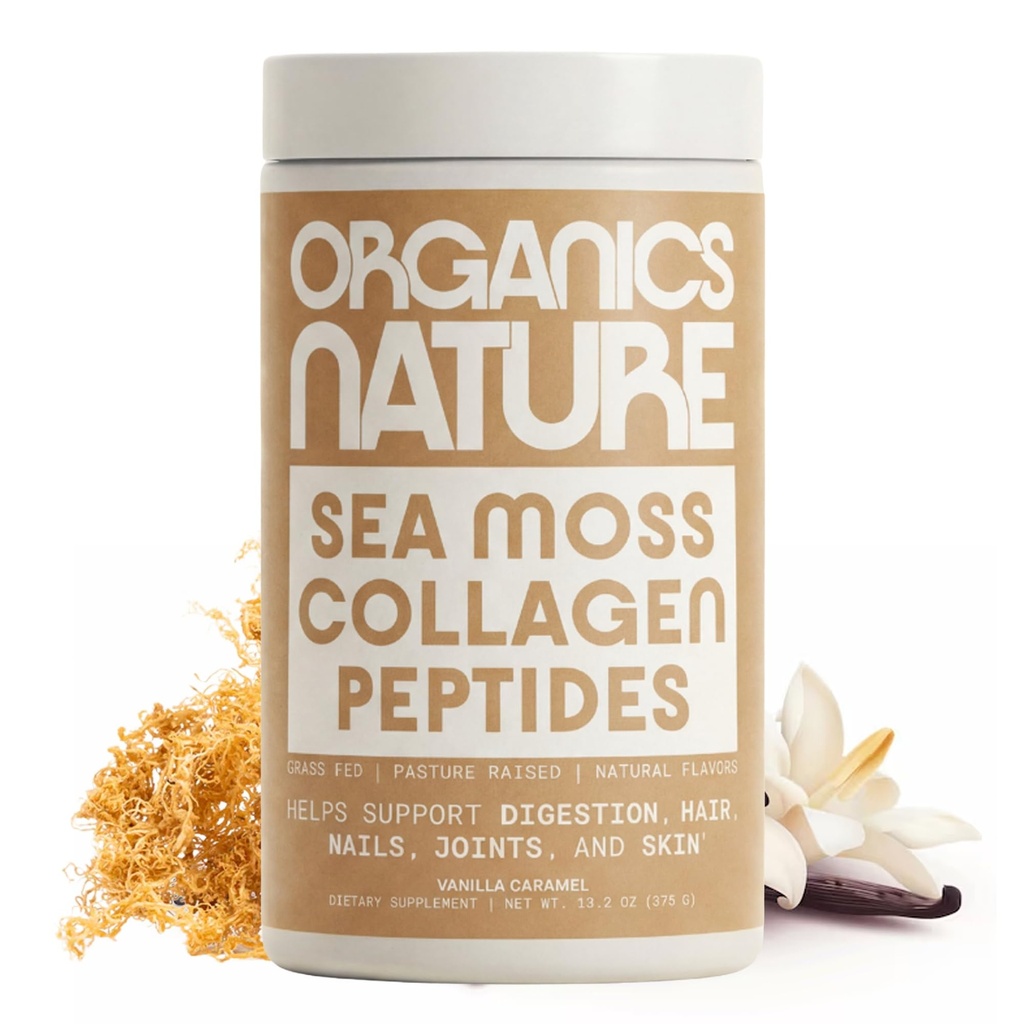 ORGAANINEN LUONTO Kollageeni Peptides Powder with Irish Sea Moss Vanilla Caramel Flavored 