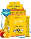 Avainaineet Elektrolyyttejä Powder Packets - Tropical Peach Mango 20 Pack Hydration Packets - Travel Hydration Powder - Ei sokeria, Ei kaloreita, Gluteeniton - Made in USA