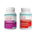 20% Bundle Utiva Cranberry PACs 30 Vegi Capsules Cranberry Supplement för urinvägshälsa för kvinnor och män + Utiva D-Mannose 500mg 120 kapslar spola naturligtvis blåsan och urinvägarna
