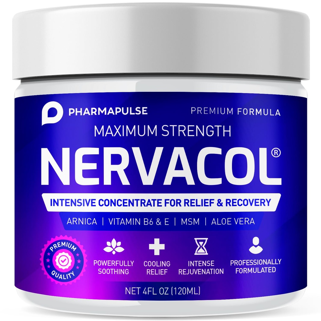 Pharmapulse Neuropathy Nerve Therapy & Relief Cream - Maximal Strength Relief Cream för fot, händer, ben, tår inkluderar Alpha Lipoic Acid, Arnica, Vitamin B6, Aloe Vera, MSM - Effektiv lugnande 4oz