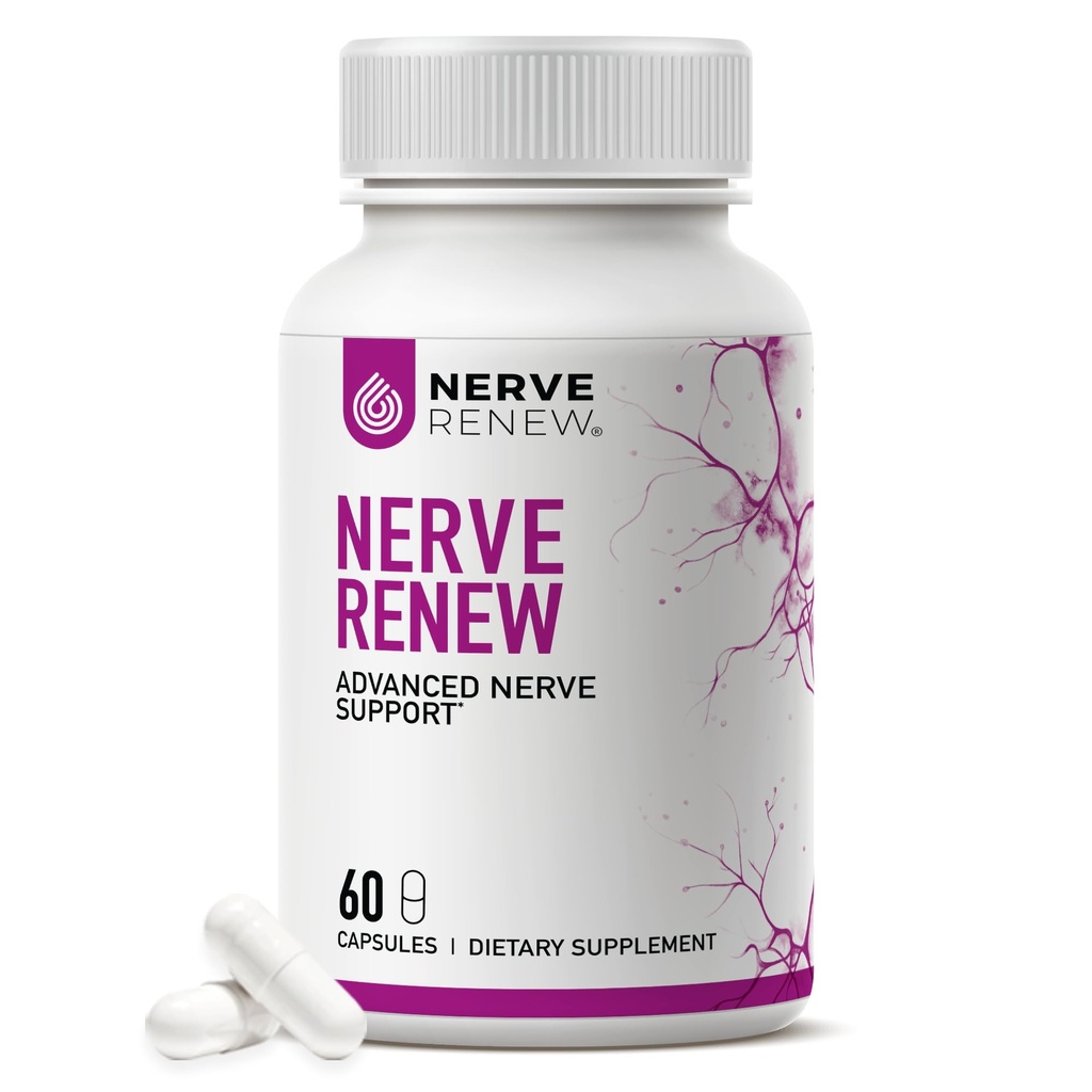NERVE RENEW Advanced Nerve Support - 300 mg stabiliserad R-Alpha Lipoic Acid, Vitamin B Complex, Benfotiamine, örter för snabbverkande stöd