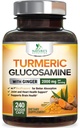 Gurkmeja Curcumin Supplement 2000mg - 95% Curcuminoids med Glukosamin, Ginger & MSM, BioPerine Black Pepper för bästa absorption, Naturens Vegan Joint Support, Non-GMO, Bottled i USA - 240 kapslar