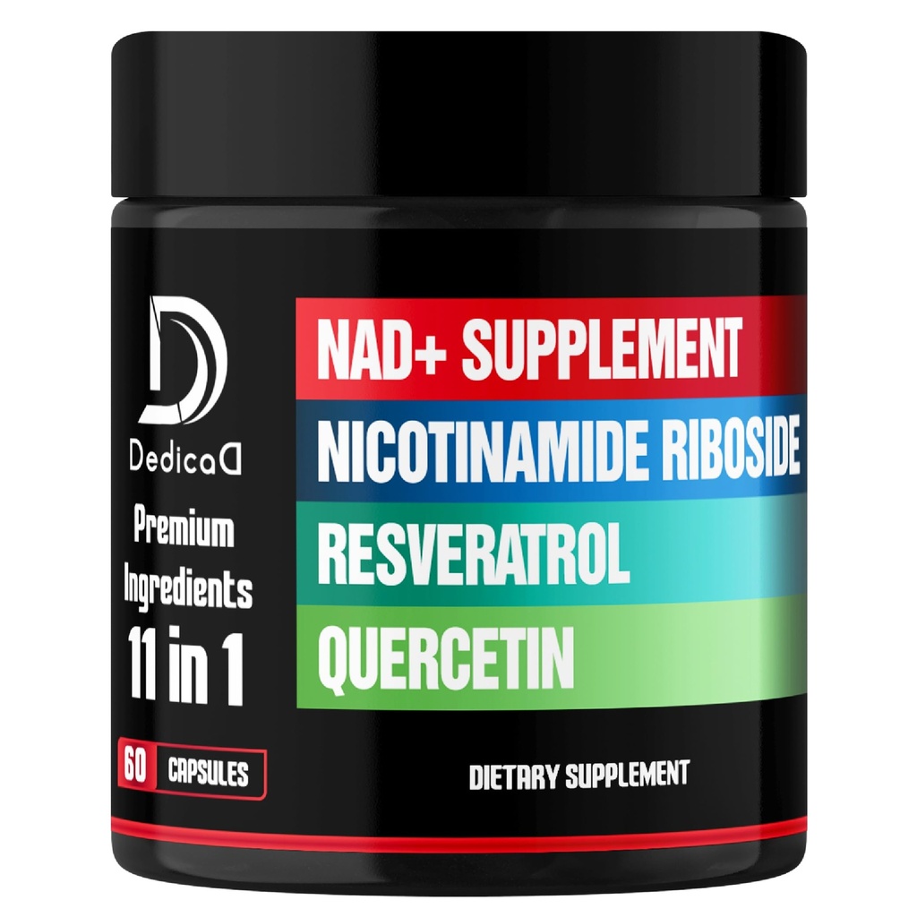 11in1 NAD täydennysosa Nikotinamidi Ribosidi, Quercetin, Resveratrol ja 8 lisää - 2 kuukautta