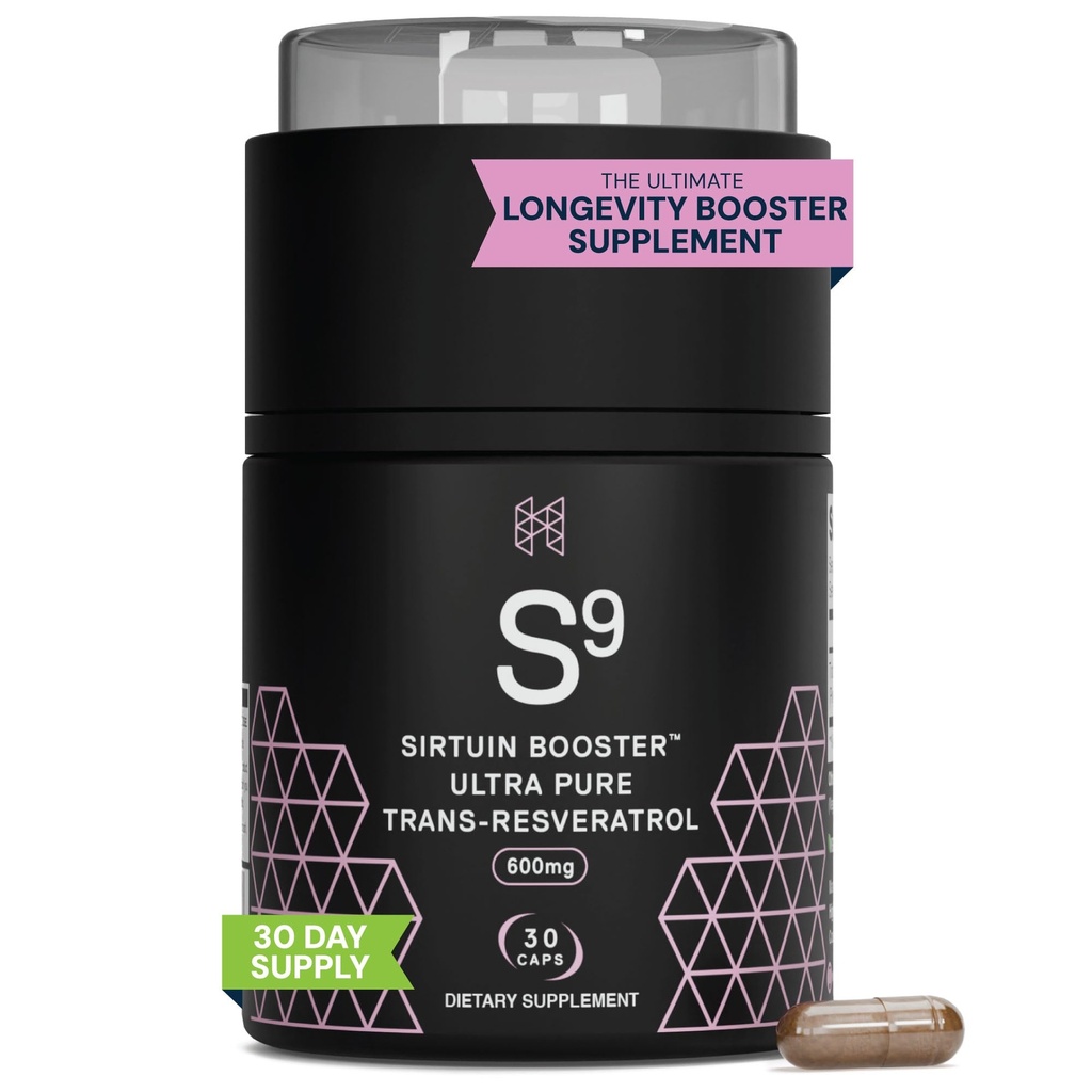 HPN Nutraceuticals SIRTUIN, 98% Ultra Pure Trans-Resveratrol Extract, Sirtuin Activator, 600 mg av 98% Trans-Resveratrol Extract, 30 kapslar