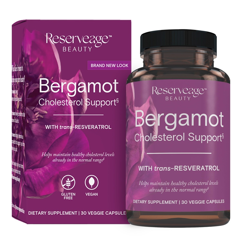 Varaus Kauneus Bergamot Cholesterol Tuki Resveratrol - Antioksidantti täydentää kardiovaskulaarista tukea & Heart Health - Vegan & non-GMO - 30 kapselia (30 palvelinta)