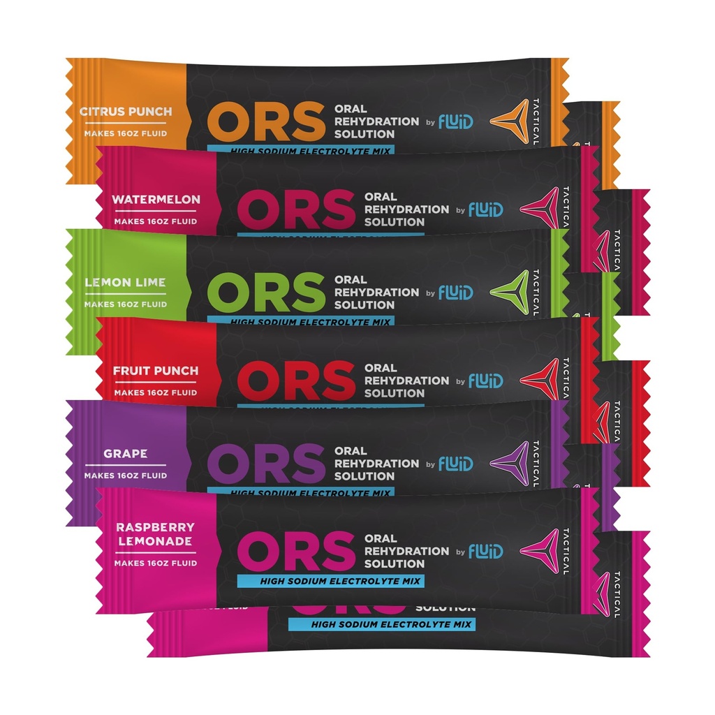 Fluid Tactical - ORS Extreme Dehydration Electrolytes, 6- Flavor Variety Pack ... 12 Count Stick Packs