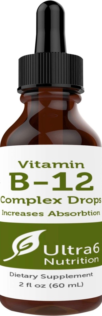 Ultra6 Ravitsemus B12 Sublingual Liquid Drops - B12 Methylcobalamin Supplement Great for Energy & Väsymys - Vitamiini B täydentää naisille ja miehille - 90 päivän tarjonta