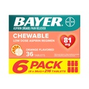 Bayer Aspirin Låg Dos 81 mg Tabletter, Smärta Reliever, Orange smaksatt, 216 tabletter (6 Pack)