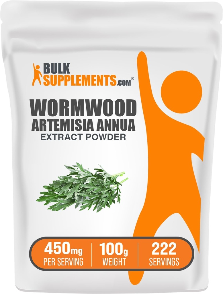 BulkSupplements.com Wormwood Extract Powder - Artemisia Annua Lähde: Sweet Wormwood Leaves, Herbal Supplement - Gluteeniton, 450 mg per Serving, 100g (3.5 oz) (pakkaus 1)