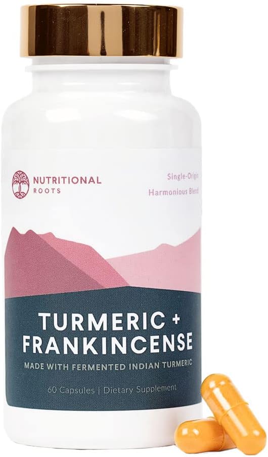 Nutritional Juuret - Intian kurkuma + Frankincense - 95% Curcuminoids, Curcumin Longa, Boswellia Serrata & Black Pepper - tukee yhteistä terveyttä - Ravintolisä - 1 kuukausi toimitus - 60 kapselia