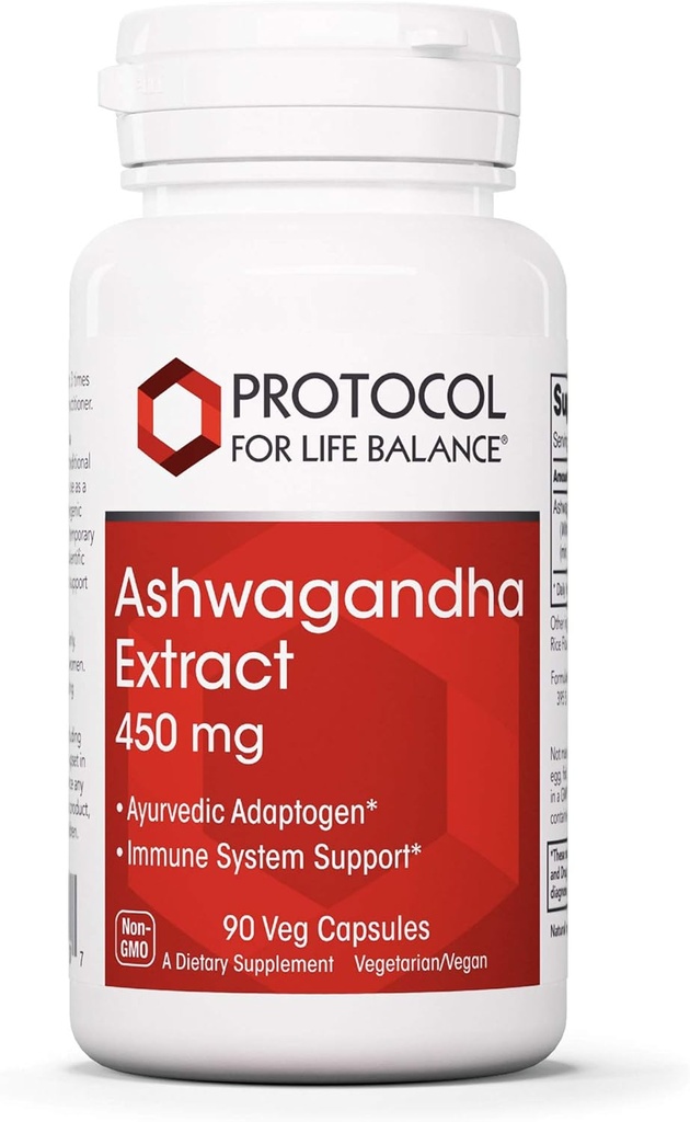 Protocol Ashwagandha 450mg - Immunosupport, Ayurvedic Adaptogen - 90 Veg Caps