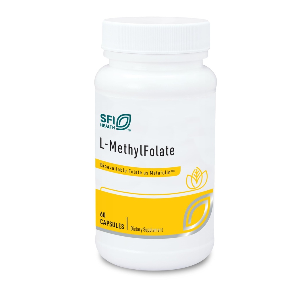 Klaire Labs SFI Health L-Metyylifolaatti - 1000 mikrog Folaattia Erittäin biologisesti saatavilla, hypoallergenic 1000 mikrogrammaa (1 miljoonaa) Metafolin L-5-MTHF (60 kapselia)