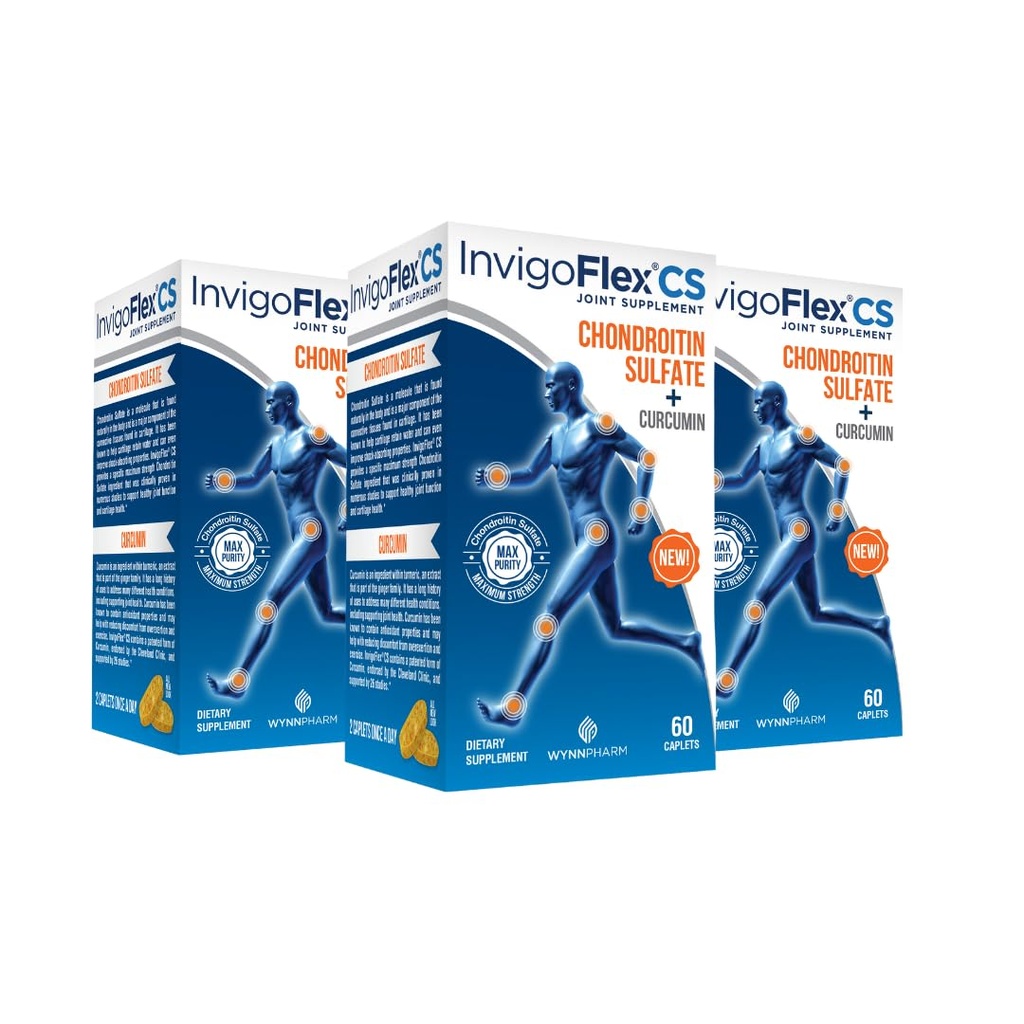 INVICOFLEX Chondroitin Sulfaatti Turmeric Curcumin Non GMO polven, Hand, Back & Hip Premium Joint Supplement CS - 3 pakkaus