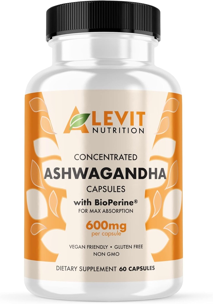 Organic Ashwagandha 600mg - 60 Count (2-Kuukauden tarjonta) - Vegan - BioPerine parempaan imeytymiseen - Stressi, mieliala & hyvinvointi Tuki