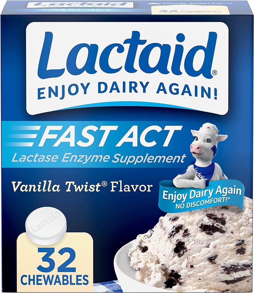 LACTAID Fast Act Chewables Vanilla Twist 32 tablettia (pakkaus 3)
