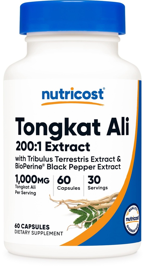 Nutricost Tongkat Ali 1,000mg 60 kapslar - med Tribulus Terrestris och BioPerine, Vegetariska Caps, Non-GMO, Gluten Free, Potent Extract