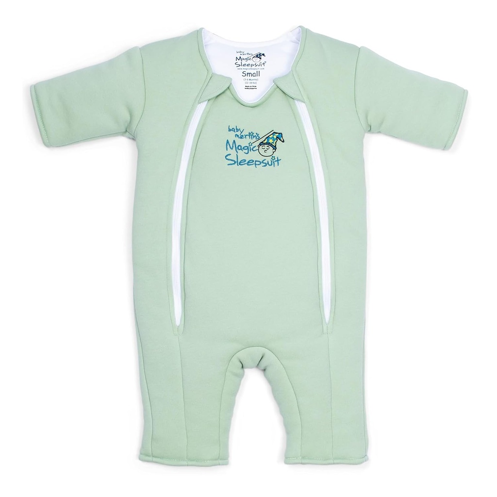Magic unipuku Baby Merlin's Cotton Baby Swaddle Transition Tuote - Soft and Cozy Design, Double Zipper Easy Vaippa Muutoksia, edistää turvallista unta, 3-6 kuukautta - Sage Green - Suuri 18-21lbs