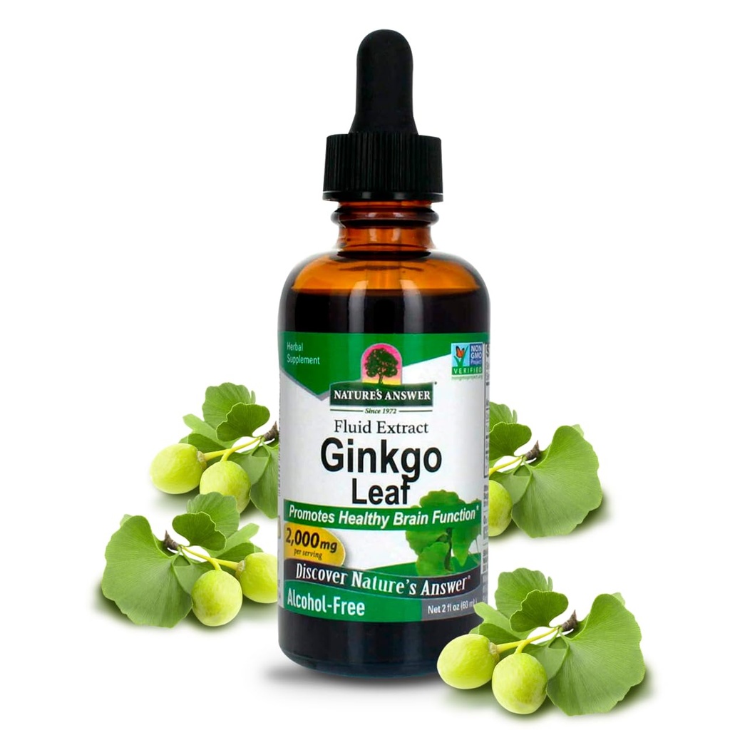 Nature's vastaus Alkoholiton Ginkgo Biloba Leaf Extract, 2 Ounce, 2 Count 