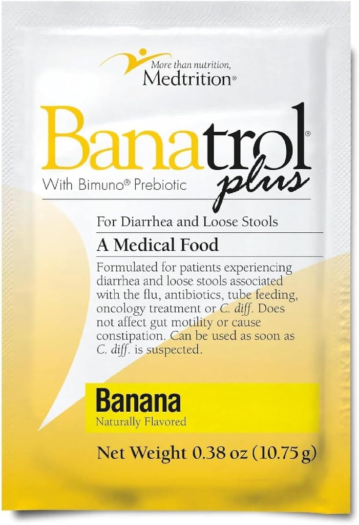 Banatrol naturlig anti-diarré med prebiotika, lättnad för IBS, återkommande diarré, kliniskt stödd medicinsk mat, icke-konstiperande (Banana)