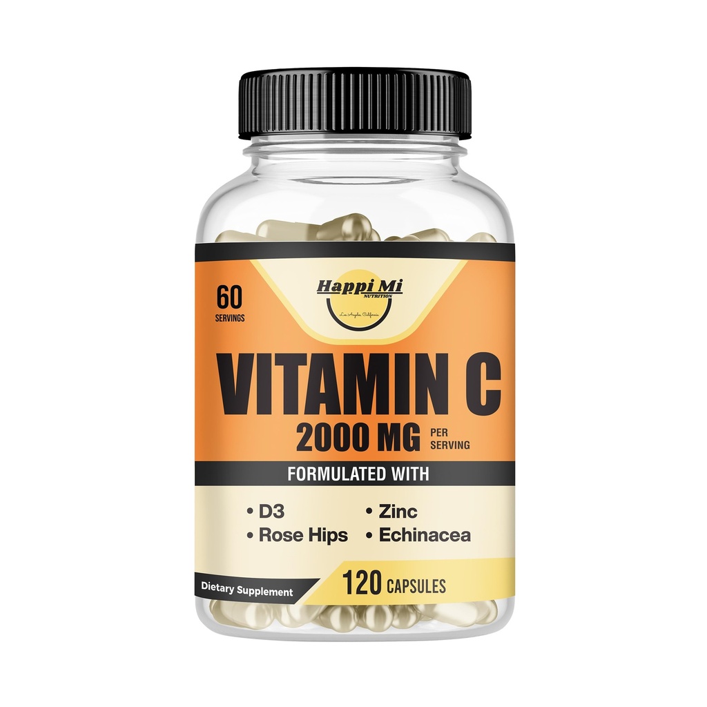 C-vitamiini 2000MG, Sinkki 40 mg, D3-vitamiini 5000 IU, Echinacea Extract, Rose Hip, Immuuni tuki aikuisille ja lapsille, Immuuni Booster, 120 Vegan Caps, 60 päivän tarjonta, ei GMO, Ei Filler