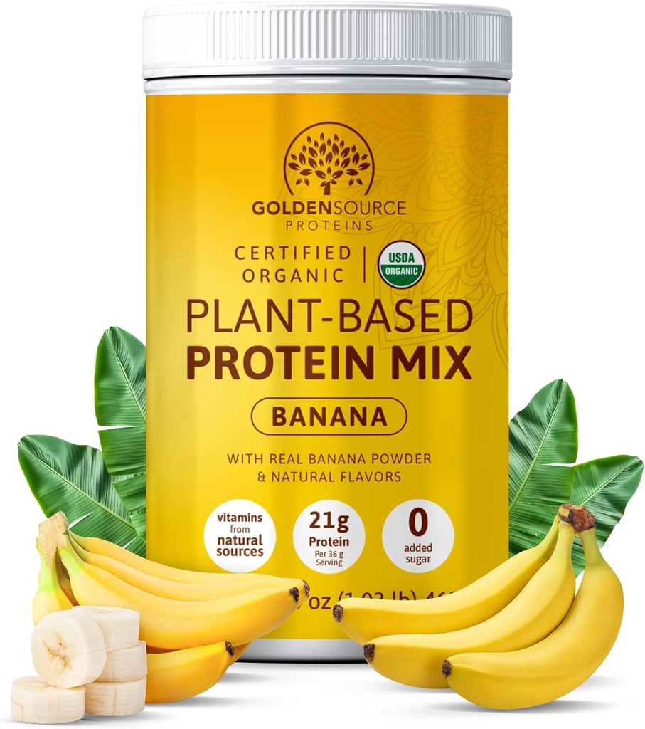 Banaani - Kasvipohjainen proteiinijauhe, proteiiniseos, proteiinijauhe vitamiineilla ja kivennäisaineilla, 20 g proteiinia, & täydellinen aminohappoprofiili, vegaaninen proteiinijauhe