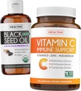 Black Seed Oil Liquid & Immune Support (2-månaders leverans) Immun Maximiser Bundle - Black Seed Oil Liquid (16fl.oz) Premium Cold-Pressed Clack Cumin Seed Oil & Vitamin C Immune Support (120 Veg Caps)