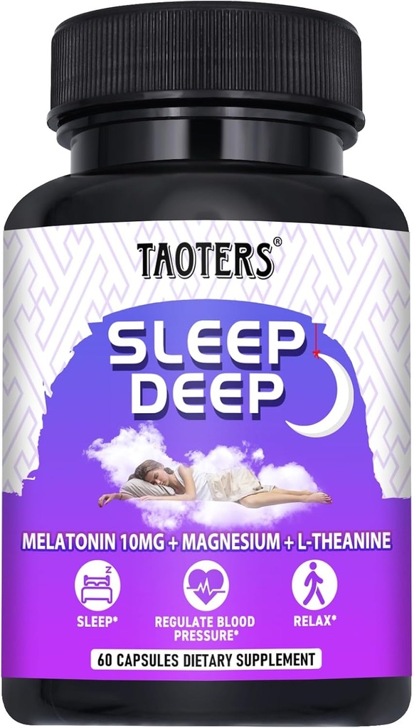 Melatoniini 10 mg L-Theanine, Magnesium ja enemmän uni tuki aikuisille 60 kapselia = 60 päivän tarjonta