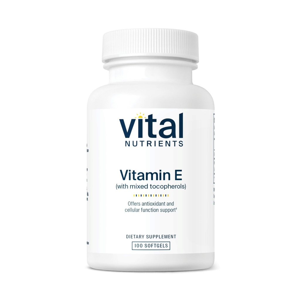 Vital Nutrients Vitamin E med blandade tokoferoler | Potent Antioxidant Vitamin E Supplements för att stödja hjärt-kärlhälsa * Gluten och Dairy Free | Non-GMO | 100 Softgels