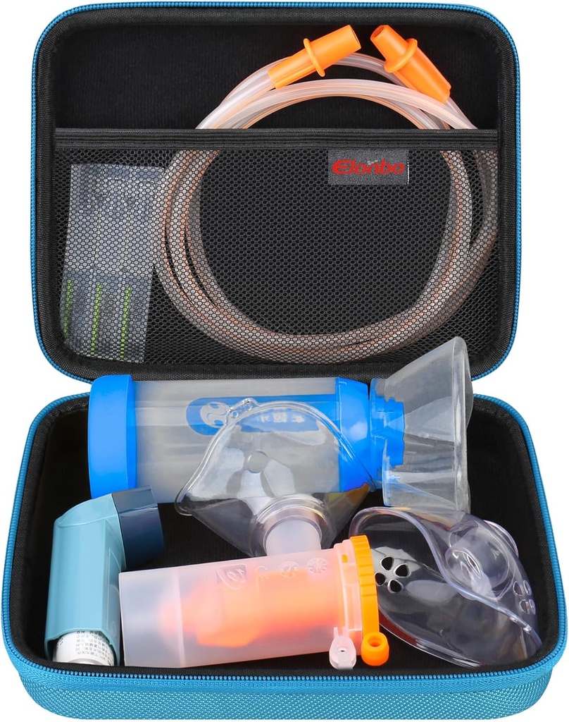 Elonbo Carrying Case for Nebulizer Replacement Parts Kits/Asthma Inhaler/Inhaler Spacer Masks/Nebulizer Tubing Mouthpiece Accessories Replacement Set, Handheld Inhaler Nebulizer Bag (endast fall)