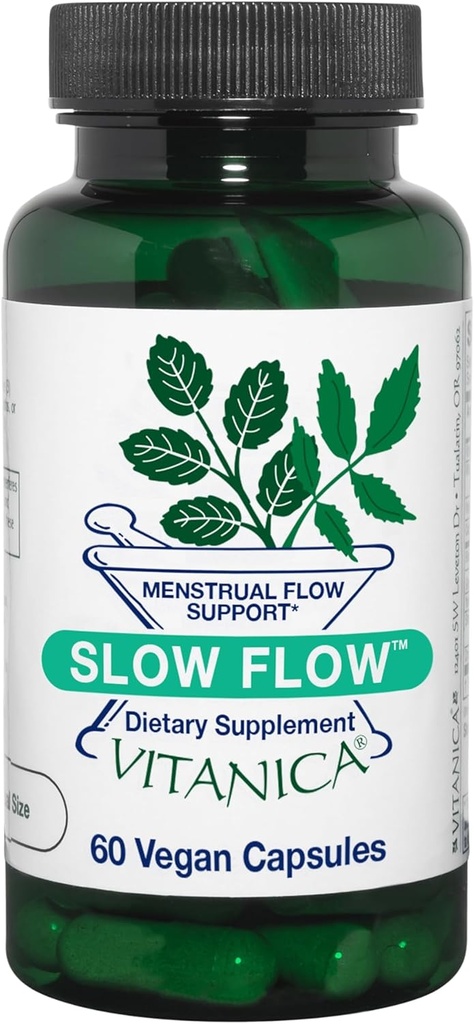 Vitanica Slow Flow, Menstrual Flow Support, Vegan, 60 kapselia (Slow Flow Pro Logo)