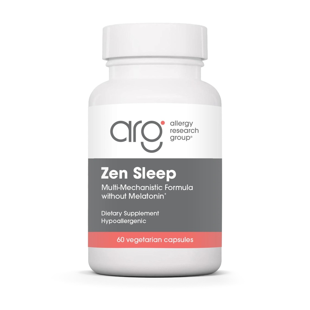 Allergy Research Group Zen Sleep - GABA L-Theanine Sleep Supplement för vuxna med P5P, 5-HTP och vitamin B6, naturligt stöd för lugn, restrikt REM - 60 vegetariska kapslar