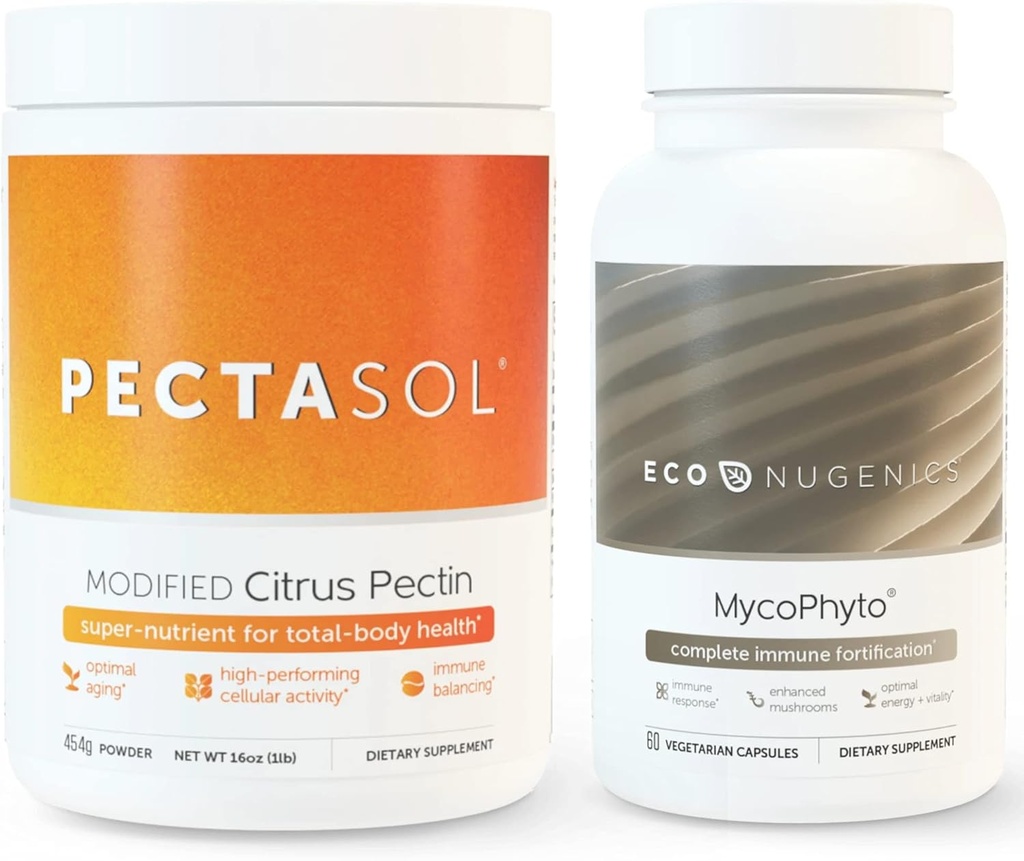 EcoNugenics Ultimate Immune System Support Pack - PectaSol-C Modified Citrus Pectin- 454 Grams & MycoPhyto Medicinal Mushroom Health - 60 kapslar