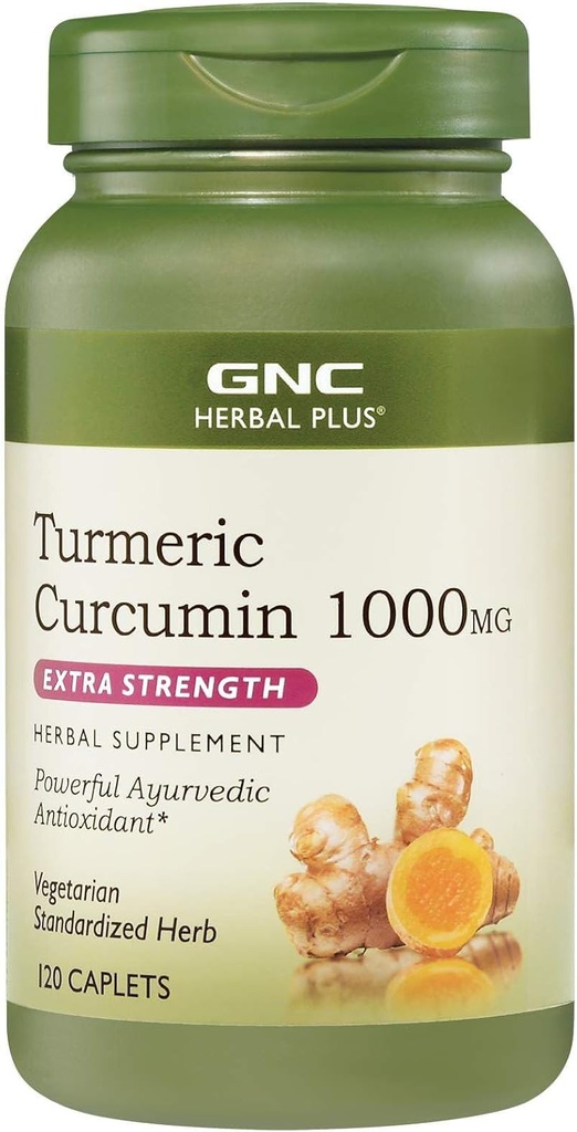 GNC Herbal Plus Turmeric Curcumin 1000 mg täydentää, extra vahvuus, kasvissyöjä, 120 tarjoilua