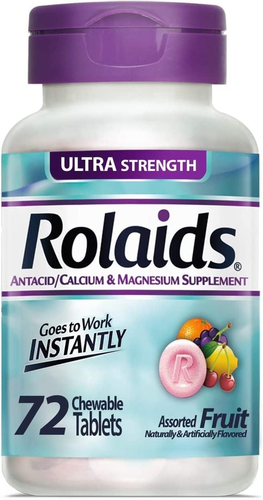 Rolaids Antasidi Kalsium- ja magnesiumlisä Ultravahva tabletti, hedelmä 72 ea (pakkaus 4)