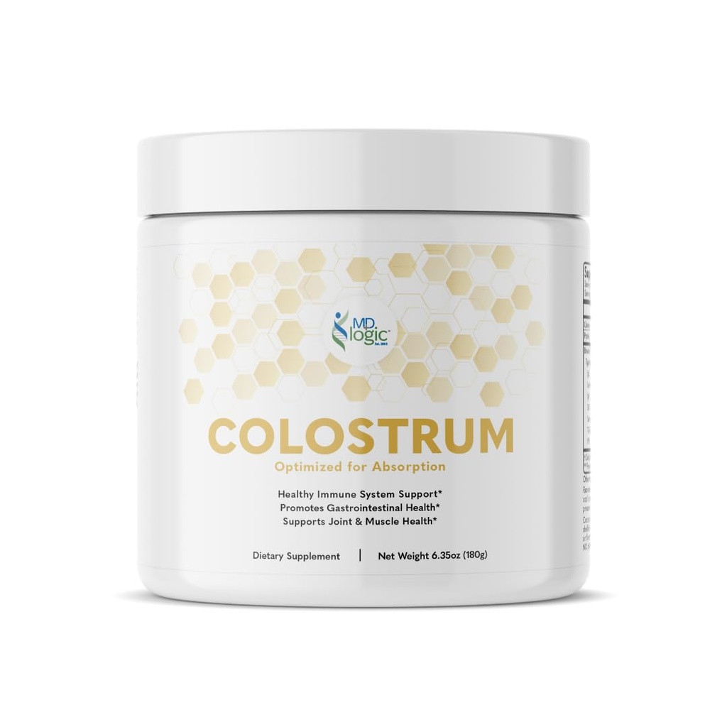 Colostrum by MD Logic Health® for Immune, Gut, Joint & Muscle Health Support - Pure, Potent, Low Molekyyli Bioactive Colostrum - 180g - 60 Servings - Made in New York