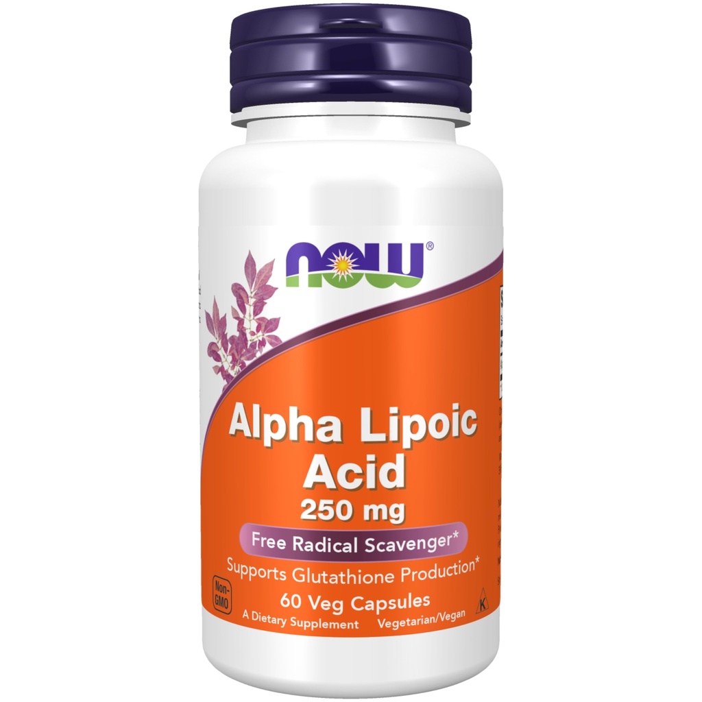 NOW Foods Supplements, Alpha Lipoic Acid 250 mg, stöder Glutathione Production*, Free Radical Scavenger*, 60 Veg Capsules