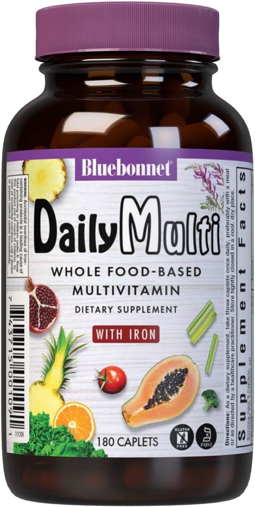 Bluebonnet Nutrition Super Earth MultiNutrient Formula (raudan kanssa), Daily Nutritional Support, Gluteeniton, Kosher Certified, Dairy Free, Kasvissyöjä Friendly, 60 Tarjoilut, Green, 180 Count