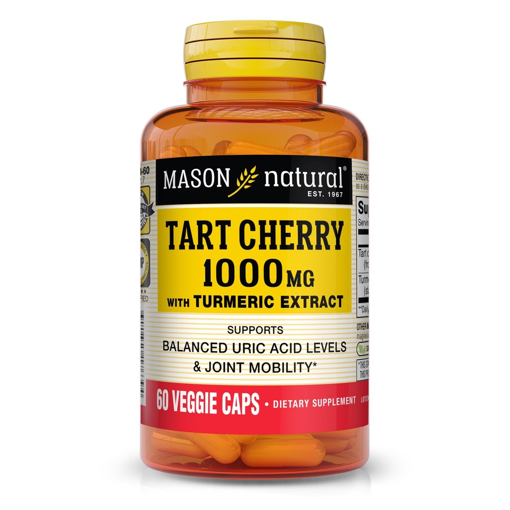 MASON NATURAL 1000mg Tart Cherry Extract Standardoitu Turmeric, 60 päivän toimitus kapselit yhteisen tuen