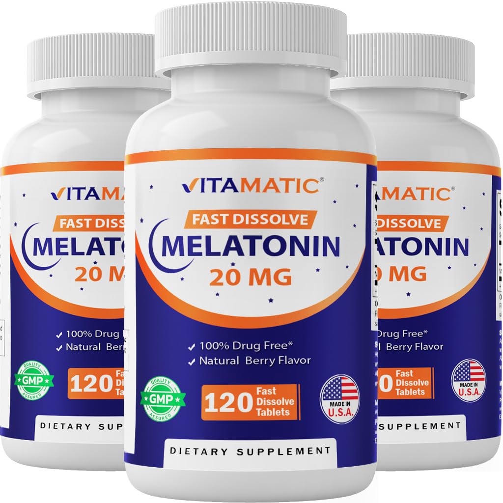 Vitamatic Melatoniini 20 mg tabletit ... Kasvisruoka, ei-GMO: t, gluteeniton...